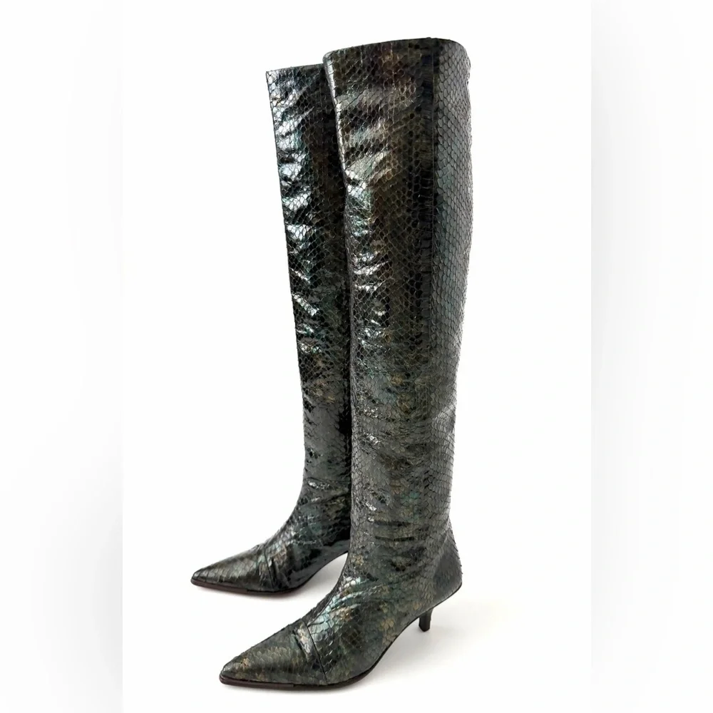 GUCCI | Tom Ford Runway Spring 1997 Iridescent Python Knee High Boots US 6.5